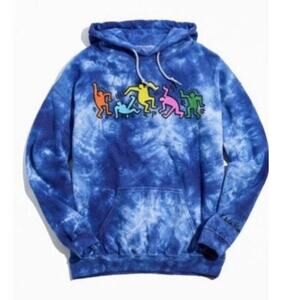 Urban Outfitters Keith Haring Tie Dye Street Art Unisex Hoodie Sweatshirt M NWT